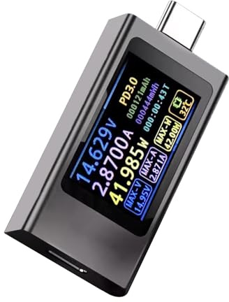 Treedix 4-30V Type-C Power Meter Tester,12A/240W Digital Multimeter Display Voltage,Current,Power,USB Tester Meter Support PD2.0, PD3.0, PPS, QC2.0, QC3.0, FCP, SCP, AFC, PE, DASH, VOOC, SuperVOOC