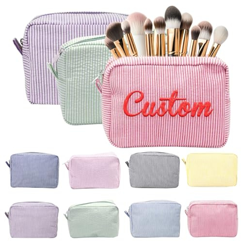 Personalisierte Kosmetiktasche, Individuell Bestickte Schminktasche für Damen und Mädchen, Individuelle Reisetasche für Ihre Mutter, Geburtstag, Freundin,