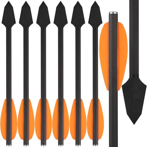 HUNTSPM 6,3 Carbon Pistolenarmbrust Bolzen Pfeile mit Jagdspitzen Jagdpfeile, Carbon Armbrustbolzen Armbrustpfeile für 50 lb / 110lb Pistole Armbrust Präzisionsziel Jagd