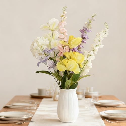 Longzhuo Fiori Artificiali, Fiore Artificiali con Piante Finte, Fiori Finti in Plastica per Decorazioni per Interni ed Esterni, Casa Ufficio Cucina Decorazione per Cimitero