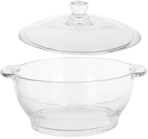 VALICLUD Pentola in Vetro da Cucina 1,5l con Doppia Maniglia e Coperchio, Design Semplice, per Stufati e Zuppe, Distribuzione Uniforme del Calore