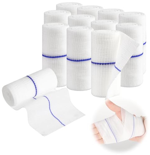 12 Rollen Mullbinden 7.5cm x 3.75m Fixierbinden Erste-Hilfe Verbandsmaterial Elastische Binde für Wundversorgung