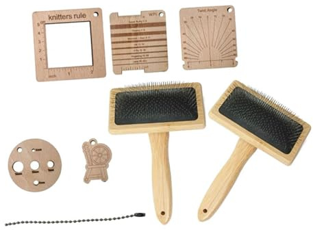 Guangcailun Comprehensive Yarn WPI Gauge Crochet Tools Wood Knitting Gauge Rulers Needle Set Tool for Measuring Yarn Wood Knitting Rulers Thread Cutter