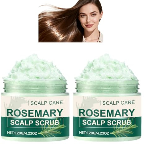 Scrub cuoio capelluto al rosmarino - Trattamento esfoliante per forfora e cuoio capelluto grasso, 120g / 4,23oz, esfoliante lenitivo e pulizia profonda rosmarino, leggero, adatt (2PCS)