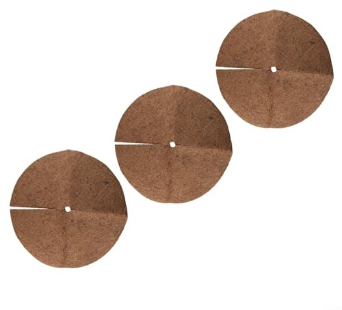 Dischi in fibra di cocco – Confezione da 3 anelli di pacciamatura naturali per controllo, ritenzione dell'umidità del suolo e protezione delle radici, adatti a vasi da 20 cm a (60 cm)