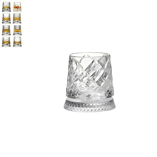 Vaso de whisky giratorio de 360 grados, vaso de whisky giratorio de cristal con base giratoria, vaso de whisky giratorio de 360 vasos de whisky, para los amantes del whisky en el hogar y bar (A)
