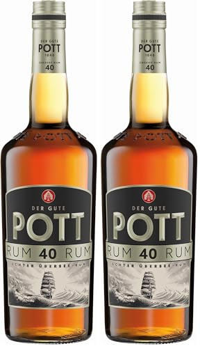 POTT Rum 40% vol. (1 x 0.7 l), Echter Übersee-Rum, seit 1848 eine Garantie für höchste Qualität & Reife, Perfekt für Tee, Grog, Punsch, Rumtopf, Feuerzangenbowle, zum Backen (Packung mit 2)