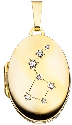 Jobo Damen-Medaillon aus 8 Karat 333 Gold mit Zirkonia Oval zum Öffnen für 2 Fotos