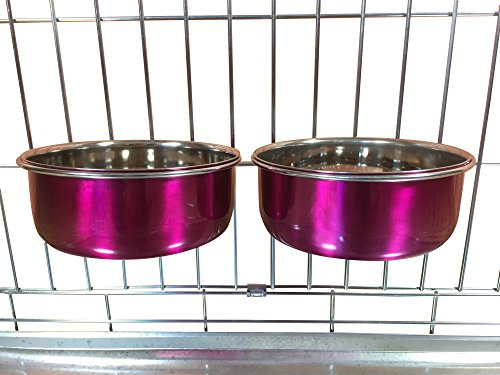 Ellie-Bo par hundskålar för burar/burar eller pennor, medium, 0,9 liter, rosa