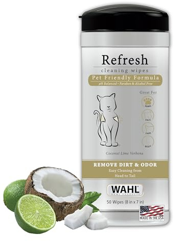Wahl Refreshing Grooming Wipes, Alcohol Free Cat & Dog Cleansing Tissues