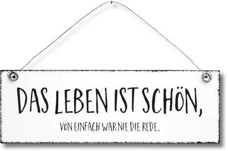 Das Leben ist schön - Dekoschild Türschild Wandschild aus Holz 10x30cm - Holzdeko Holzbild Deko Schild
