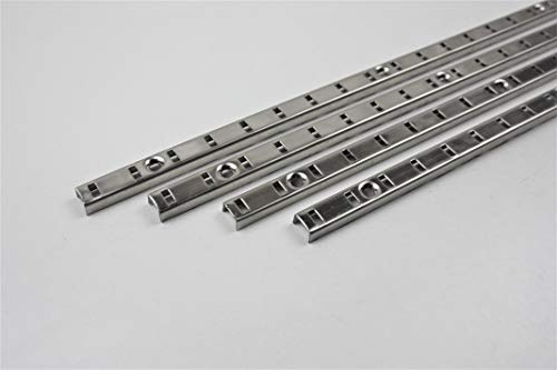 HKB ® 4 Stück Bodenträgerschiene Vari, 1000 x 10 mm | vernickelt, Fachbodenträger, Möbelbodenträger, Löffelbodenträger Hersteller Hettich, Artikel-Nr. 9080995-4