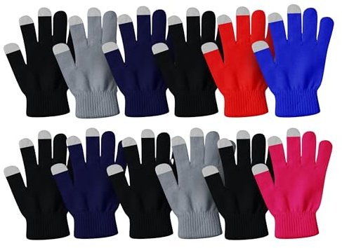 12 Pairs Winter Gloves, Adult Warm Knit Unisex Stretchy Bulk Pack Mens Womens Magic Glove