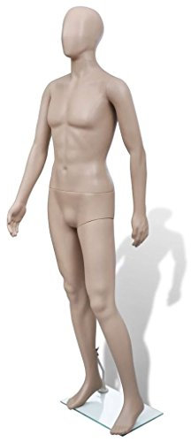 pedkit Schaufensterpuppe, Schaufensterfigur Mannequin aus PE, Männlich 187 cm mit Einer Glasbodenplatte, Beige