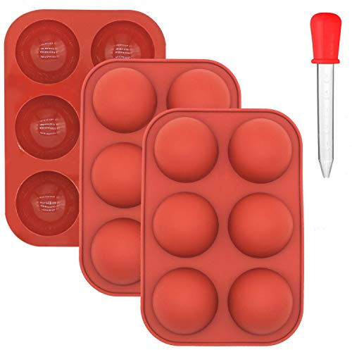 AYWFEY 3 pack 6 trous moyen moule en silicone semi-sphère, moules de cuisson demi-sphère 6 cavités pour gâteau au chocolat chaud au cacao gelée bonbons dôme mousse pudding cupcake fabrication de savon
