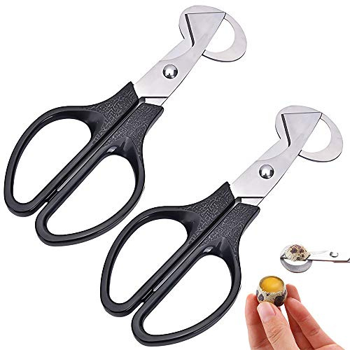 2 Pieces Quail Eggs Opener, Egg Shell Cutting Scissors, Quail Egg Shell Cutter, Pigeon Egg Scissors, Stainless Steel Egg Shell Opener for Home, Kitchen, Restaurant (Black)