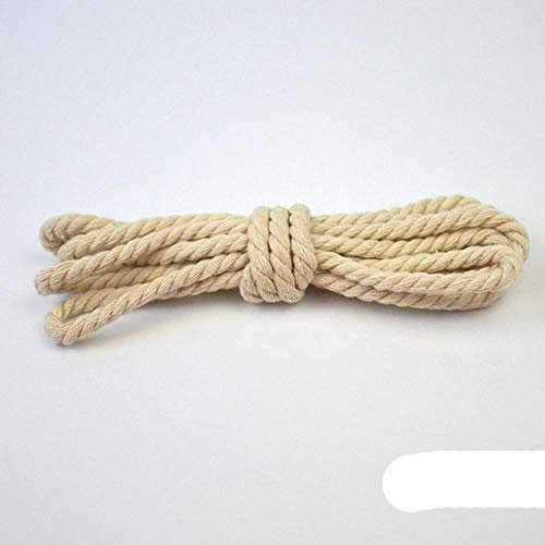 WEDSA Beige Baumwollseil 100% Dicke natürliche Baumwollschnüre Hanf für Taschenriemen Wohnkultur Zubehör DIY handgefertigtes Seil Craft-4MM