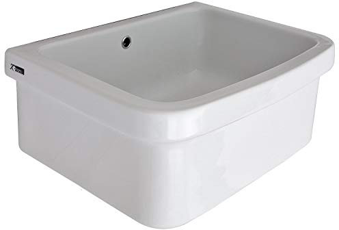 Jo-Bagno.it LAVATOIO Ceramica 60x45 Installazione su Staffe a Parete o APOGGIO su piano o mobile per Interno ed Esterno resistente agli acidi ed intemperie.