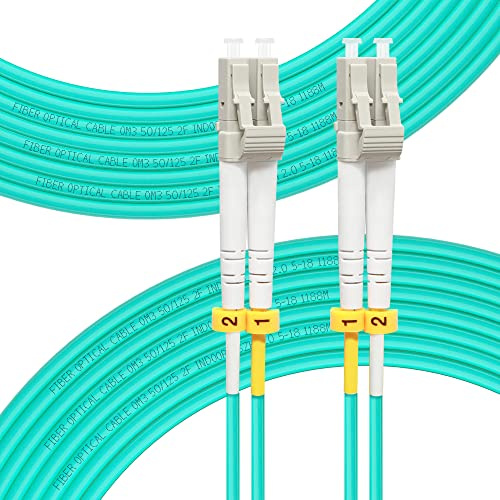 FLYPROFiber OM3 LC to LC Multimode Fiber Patch Cable 30m/98ft | 10G/40G, Duplex, 50/125um Fiber Optic Cable Cord LSZH, Length Options: 0.2m-100m