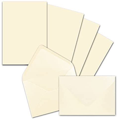 25x Briefpapier-Sets DIN A5 mit C6 Briefumschlägen - Vanille -Nassklebung (Creme) - mattes Schreibpapier mit Kuverts - FarbenFroh by GUSTAV NEUSER