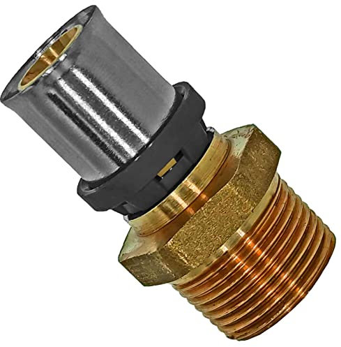 Übergang mit 1 Rohr Zoll Außengewinde AG für 26,0 x 3,0 mm Mehrschicht Aluminium Verbundrohr Außendurchmesser x Wandstärke Press Fitting aus Messing TH U Profil Kontur Stück