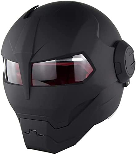 Herren Motorradhelm, Fullface Helm Klapphelm Iron Man Motorradhelm Retro Full Helm Jethelm Offroad Four Seasons ECE Certification Brain Cap Helm 3,M=57-58CM