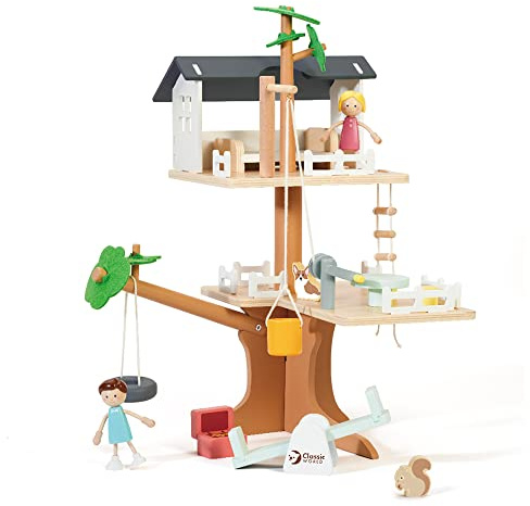Classic World Casa de muñecas de madera en el árbol, 31 uds.