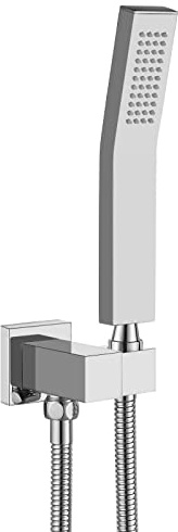 Heyalan Handbrause-Set, US304, poliertes Chrom | SUS304 Edelstahlstab, gebogenes Design, einzelner Regenstrahl, 149,9 cm langer Schlauch und Standard-1,3 cm Anschluss