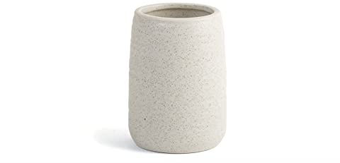H&H Bicchiere Bagno in Ceramica Rigata Colore Sabbia 11cm