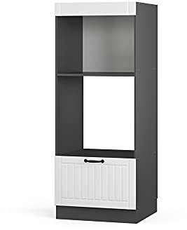 Vicco Mikrowellenschrank Fame-Line, Weiß Landhaus, 60 cm | MDF-Front · Metall-Vollauszüge · Höhenverstellbare Füße · Metallgriffe · ✓ Mikrowellennische