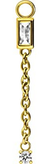 PIERCINGLINE Chirurgenstahl Anhänger für Clicker Piercing-Ringe & Kreolen KRISTALL + KETTE Ohr Helix Goldfarben