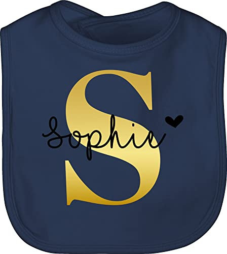 Baby Lätzchen - Mädchen Bekleidung kreativ und - Namens Geschenk I Anfangsbuchstabe personalisiert I Initialen mit Name - Unisize - Navy Blau - latz von taufpate buchstaben s kinderlatz