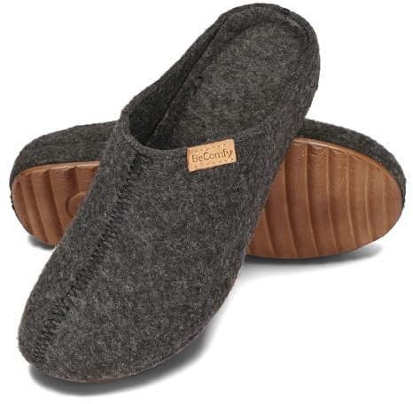 BeComfy Dam Filttofflor med Halkfri Sula 36-41 EU (Svart, Europeiska skostorlekar, Vuxen, Numeriskt, Medel, 38)