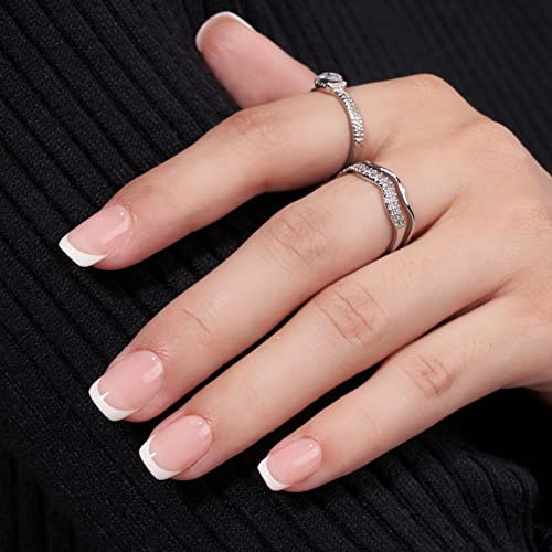 BTArtbox Press On Nails, Classic White, Short Square, French Tip, 32Ct | Lamp-Curable 4-Week Wear, Salon-Quality Natural Nails, 10-Minute Easy Daily Application, 16 Sizes, All-in-One Complete Kit