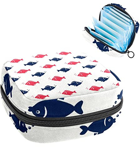 Fisch-Schwimm-Tasche, tragbar, Tampon-Aufbewahrungstasche für Damenbinden, Mehrfarbig, 4.7x6.6x6.6 in/12x17x17 cm