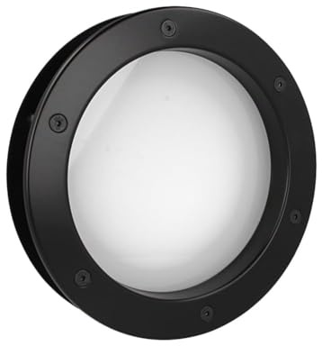 MLS Porthål B4000, Porthål för Dörrar, Tillverkad av Robust Aluminium, VSG-Säkerhetsglas, Lämpligt för 40 mm Tjocka Dörrar, Synliga Fästskruvar på Båda Sidor, 300 mm Diameter, Frostat Glas, Svart