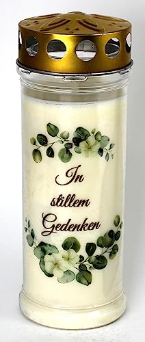 Kerzen Junglas - Grabkerze mit 7 Tagen Brenndauer, (3922), schöne Grablichter mit Motiv, Grabkerzen mit Deckel, Grabschmuck wetterfest, Trauerkerzen mit Spruch, Friedhofskerzen