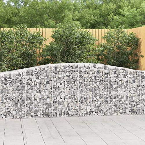 Homgoday Gabionenkörbe mit Bogen, 5 Stück, 400 x 50 x 80/100 cm, verzinktes Eisen, Gabionen für Steine, Gabionen, Blumenkästen