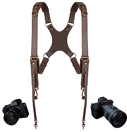 4J LEDR Camera Harness D1,Dual Leather Camera Strap for Photographer,Brown