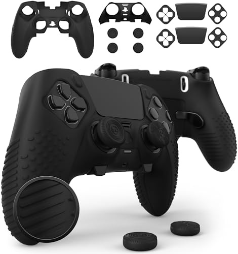 Foamy Lizard Eclipse Ensemble de Coques pour Manette PS5 Edge | Compatible avec Station d'accueil, Autocollants de Protection, Coque en Gel Silicone Souple antidérapant, Coque Frontale et poignées de
