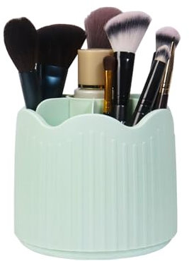 Nwvuop Makeup Brush Holder 360° Rotating Make up Brush Organiser Storage with Compartments, Lipstick Holder Makeup Organiser For Cosmetics(Green)