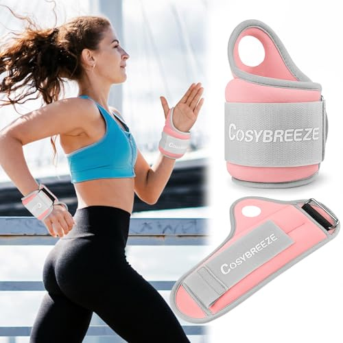 Cosybreeze Gewichtsmanschetten Hand Frauen Männer Gewichtsmanschetten Handgelenk Gewichte für Arme 1kg 2kg 1 Paar Handgewichte Armgewichte für Fitnessstudio, Bewegung, Laufen, Joggen, Hellrosa