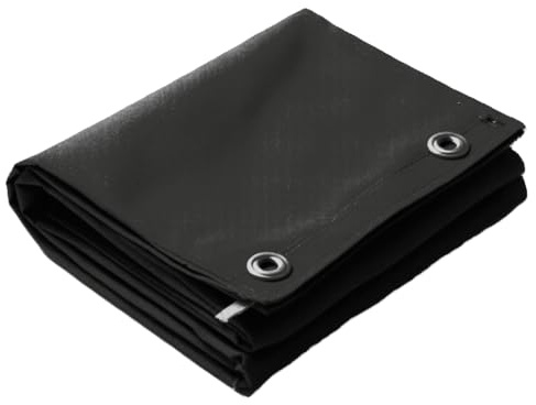 UK Eco Green Canvas Heavy Duty Cotton Tarpaulin Cover Boat Log Store Roofing Sheets (Black, 3m x 4m)