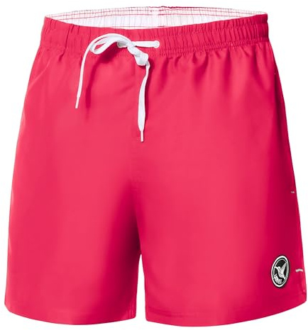 Ladeheid badbyxor för män, bekväma badshorts, korta med sidofickor och snören, badshorts för män med nätfoder, perfekt för sommar, strand och pool – LA40-198, ROSA, L