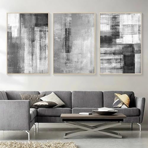 BDKCYO 3er Set Abstrakt Leinwand Bilder Schwarz Weiß Grau Geometrische Kunstdruck Poster Goldene Marmor Textur Wandkunst Poster Wohnzimmer Decor Bilder Grau Ohne Rahmen (B,40x60 cm)