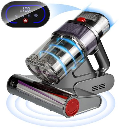 Nailaby Aspiratore acaro con sensore acaro della polvere e indicatore LED intelligente, 500 W 15kpa aspirapolvere per materassi con luce UV, ultrasuoni, riscaldamento rapido 65 ℃ 5s