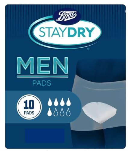 Boots Stay Dry Men Pads - 10 Pads - for Moderate Bladder Weakness, Natural Odour Control, Latex Free