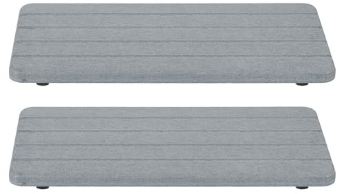 sourcing map Water Absorbent Diatomite Coasters,2 PCS 8.66 x 4.33 - Water Absorbing Stone Tray with Grooves for Plants and Cosmetic Bottles, Soap Dish (Dark Gray)