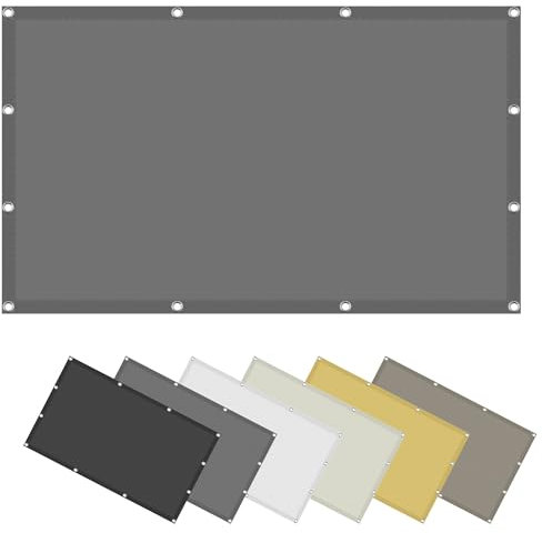 Wasserdichtes Sonnensegel, 2,7 x 5,5 m, 98 % UV-Block, Balkon-Sichtschutz, 420D-Oxford-Stoff, Hellgrau, ideal für draußen, Garten, Terrasse, Hof und Partys
