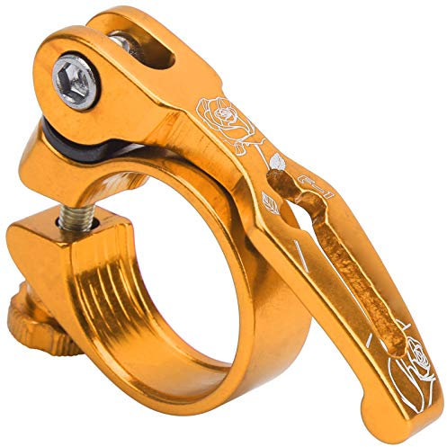 31,8 mm Fahrrad-Sattelklemme, Fahrrad-Sattelstützen-Settle-Post-Klemme, Aluminiumlegierung, Schnellspanner, Rennrad-Sattelstützen-Klemme für Fahrradzubehör (Gold)
